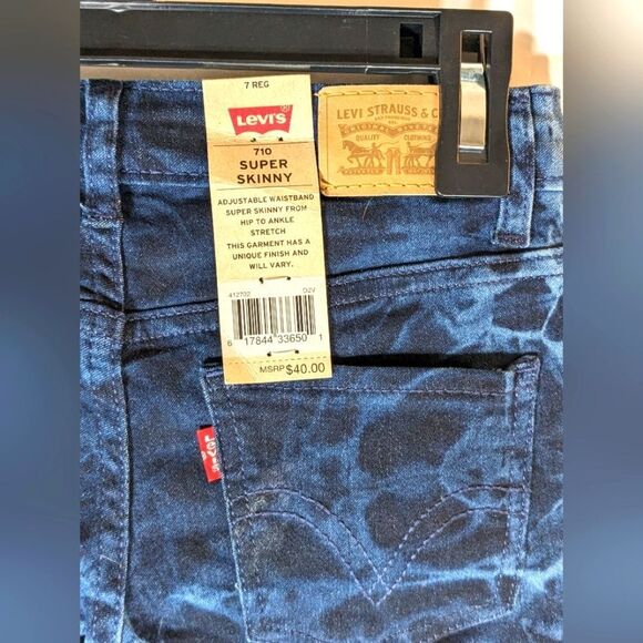 New With Tags Levi's 710 Super Skinny Tie-Dye Adjustable Waistband Size 7 Reg. - Picture 3 of 10